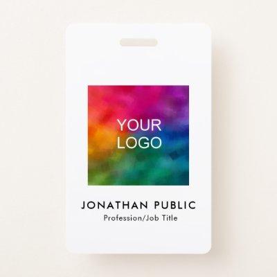 Custom Simple Business Logo Name And Title QR Code Badge