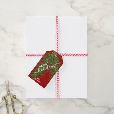 Custom Simple Elegant Minimalist Dark Red White Gift Tags