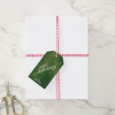 Custom Simple Elegant Minimalist Green And White Gift Tags