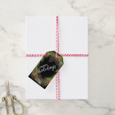 Custom Simple Elegant Pinecones Black And White Gift Tags