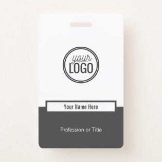 Custom Simple Gray Color Block Professional Name Badge