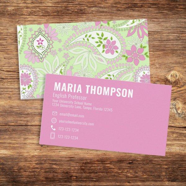 Custom Simple Stylish Pink Green Elegant Paisley