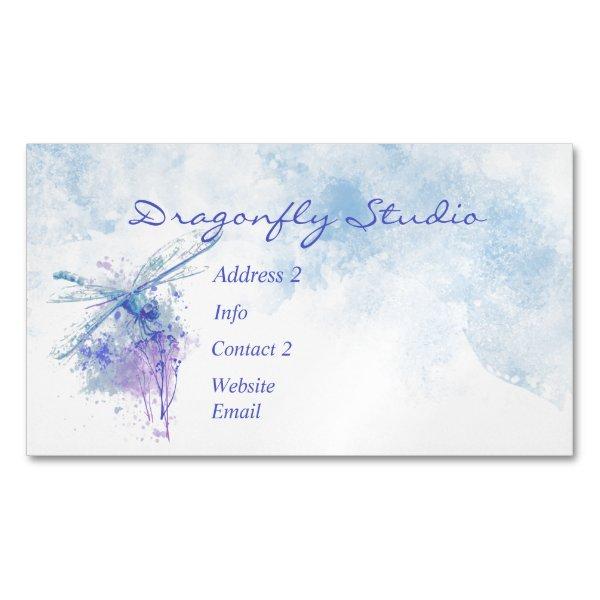 Custom Soft Watercolor Blue  Dragonfly Business Ca  Magnet