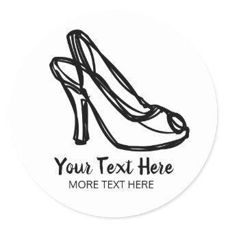 Custom stickers with high heel ladies shoe drawing