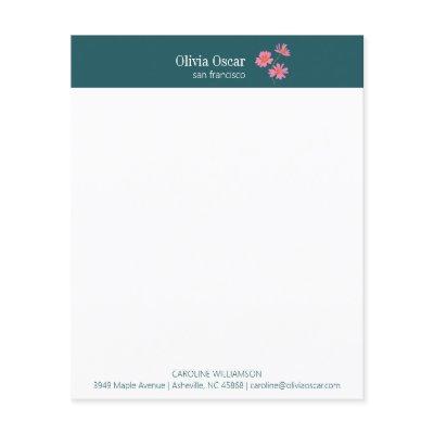 Custom Stylish Teal Floral Business Stationery