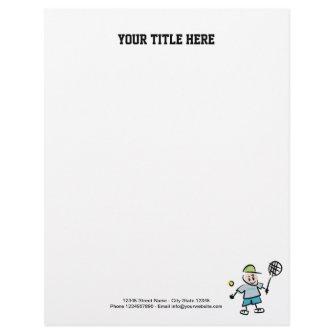 Custom tennis cartoon player logo letterhead