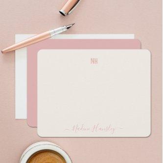 CUSTOM TEXT Personal Monogram Modern Script Note Card