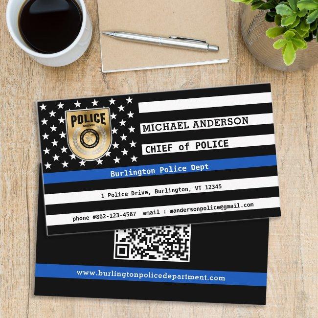Custom Thin Blue Line Police Department Emblem