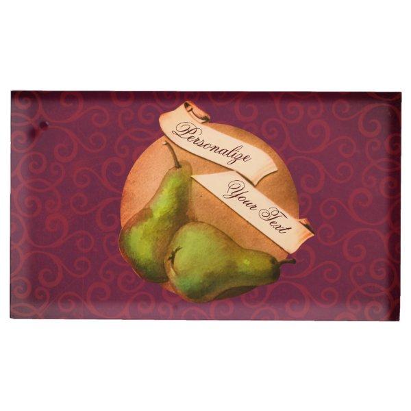 Custom Vintage Pears Retro Fruit Restaurant Place Card Holder