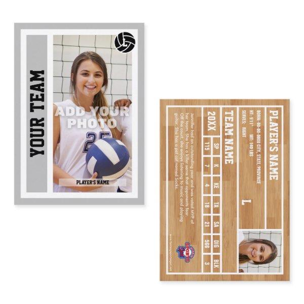 Custom Volleyball Trading Card (Light Grey)