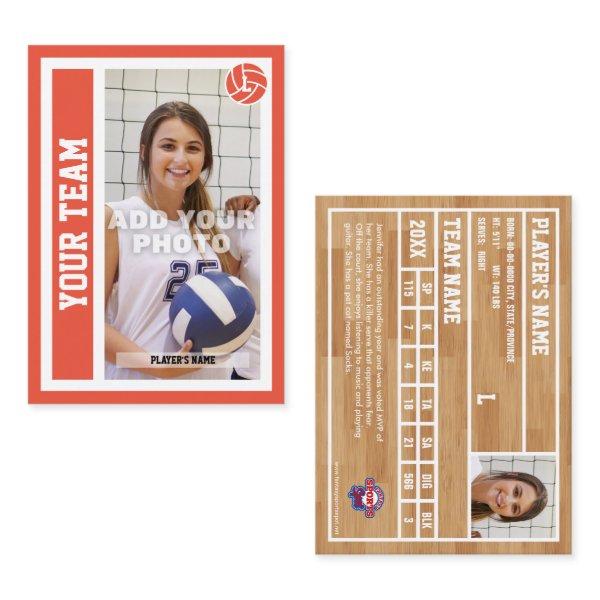 Custom Volleyball Trading Card (Orange Red)