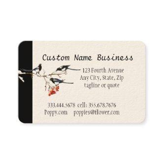 Custom Watercolor Magpie Garden Birds Art