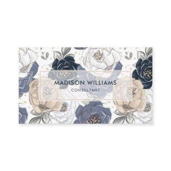 Custom White Blue Pink Floral Pattern Professional