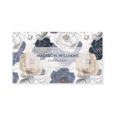 Custom White Blue Pink Floral Pattern Professional