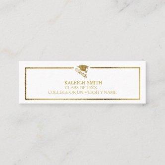 Custom White Gold Graduation Insert Name Card