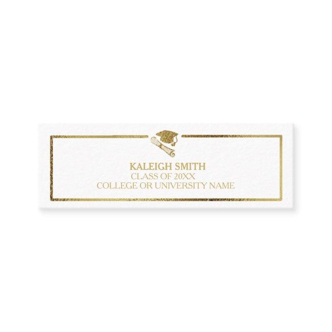 Custom White Gold Graduation Insert Name Card