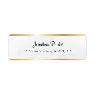 Custom White Marble Faux Gold Handwritten Script Label