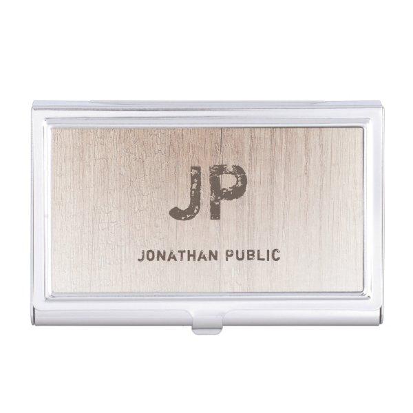 Custom Wood Look Monogram Template Elegant  Case