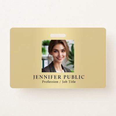 Custom Your Employee Photo Gold Color Template Badge