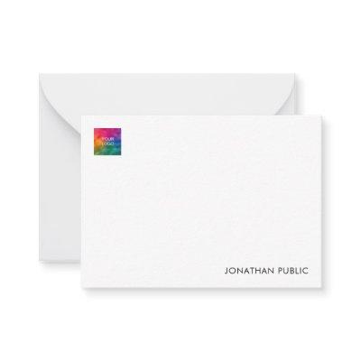 Custom Your Name Company Logo Here Elegant Note Card