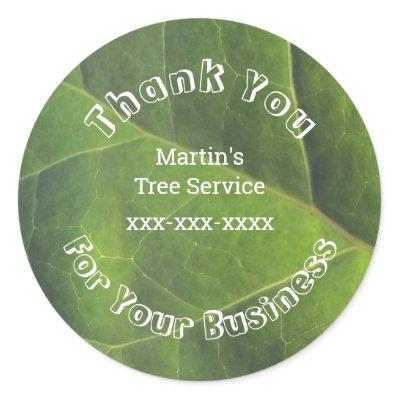 Customer Appreciation Bright Green Leaf Thank You Classic Round Sticker