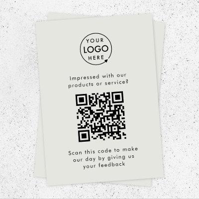 Customer Feedback | QR Code Business Rating Gray Enclosure Card