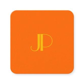 Customer Modern Monogram Initial Letter Orange Square