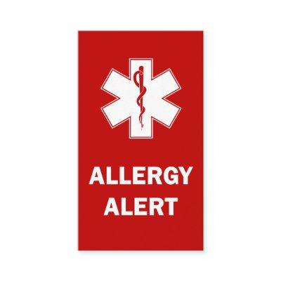 Customizable Allergy Alert Card