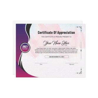 Customizable appreciation certficiate template