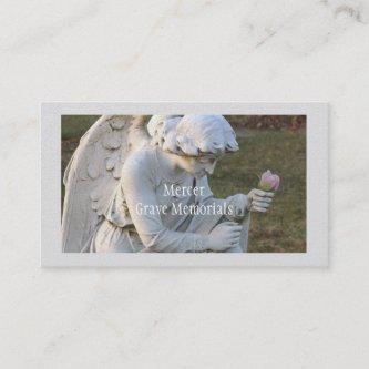 CUSTOMIZABLE BUS. CARD/"ANGEL WITH ROSE" MEMORIAL