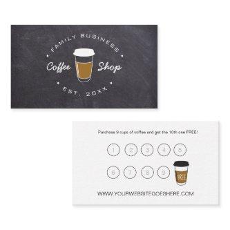 Customizable coffee shop business logo chalkboard  loyalty card