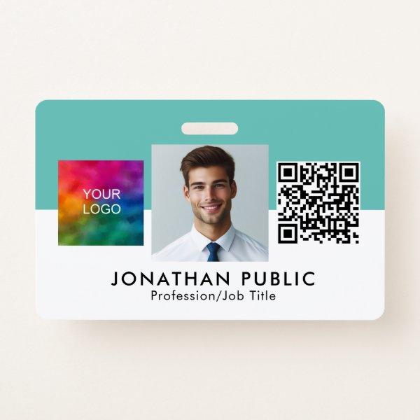 Customizable Company Logo QR Code Employee Photo Badge