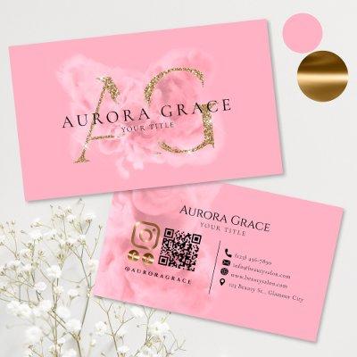 Customizable Gold & Pink Monogram