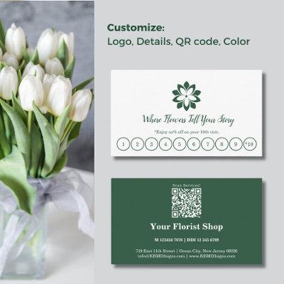 Customizable Green & White Florist Loyalty Card