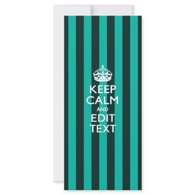 Customizable Keep Calm Your Text Turquoise Stripes