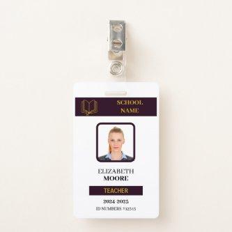 Customizable Teacher & Student ID Card Template Badge