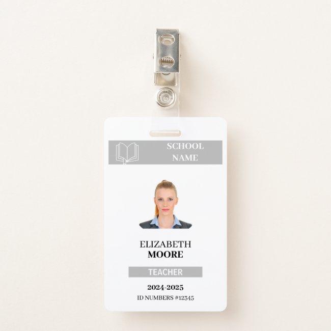 Customizable Teacher & Student ID Card Template Badge