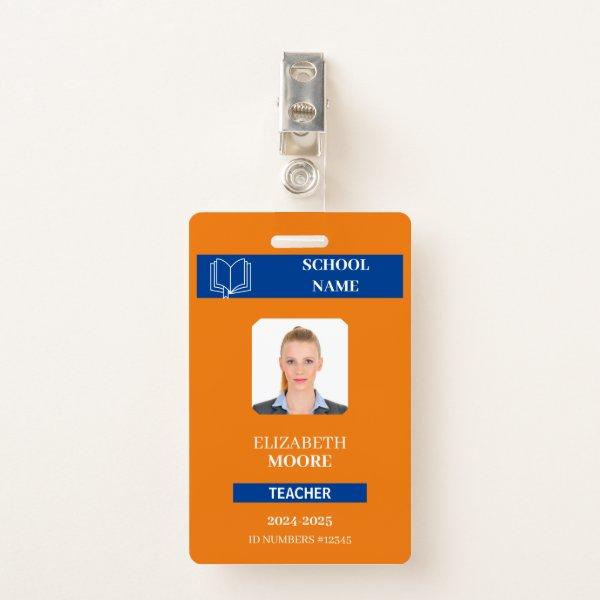Customizable Teacher & Student ID Card Template Badge