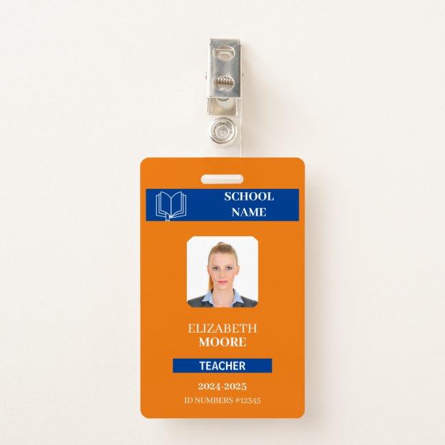 Customizable Teacher & Student ID Card Template Badge