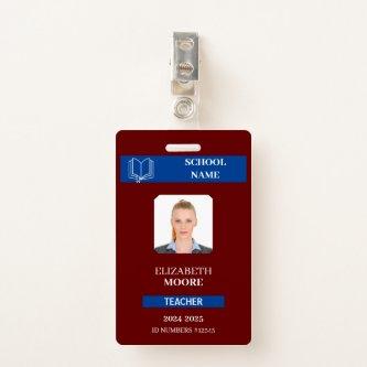Customizable Teacher & Student ID Card Template Badge