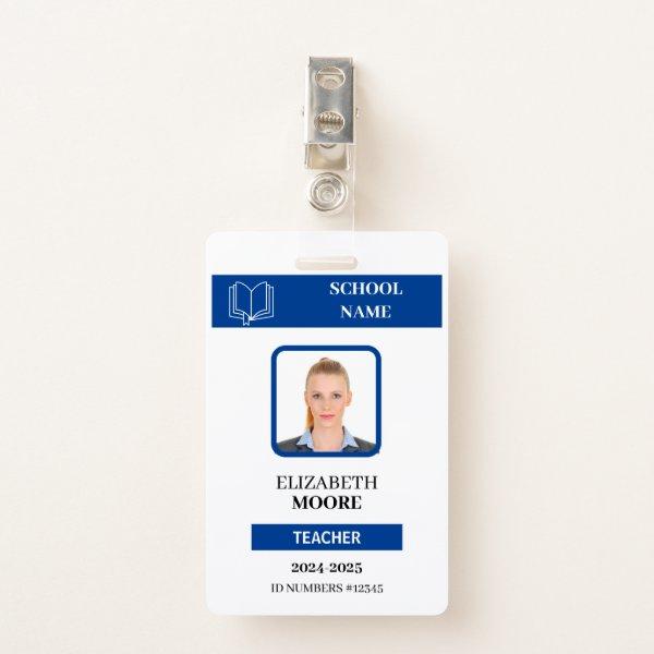 Customizable Teacher & Student ID Card Template Badge