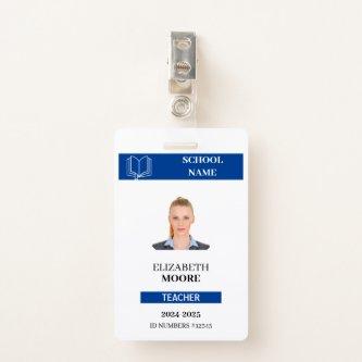 Customizable Teacher & Student ID Card Template Badge