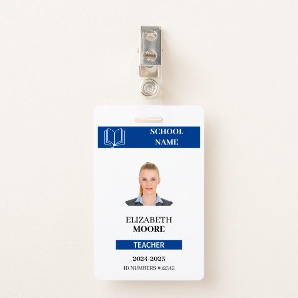 Customizable Teacher & Student ID Card Template Badge