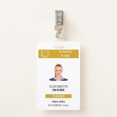 Customizable Teacher & Student ID Card Template Badge