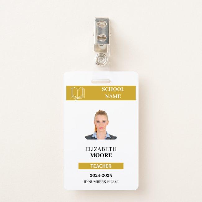 Customizable Teacher & Student ID Card Template Badge