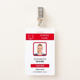 Customizable Teacher & Student ID Card Template Badge