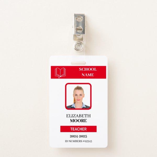 Customizable Teacher & Student ID Card Template Badge