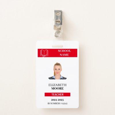 Customizable Teacher & Student ID Card Template Badge