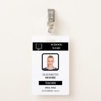 Customizable Teacher & Student ID Card Template Badge