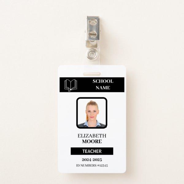 Customizable Teacher & Student ID Card Template Badge